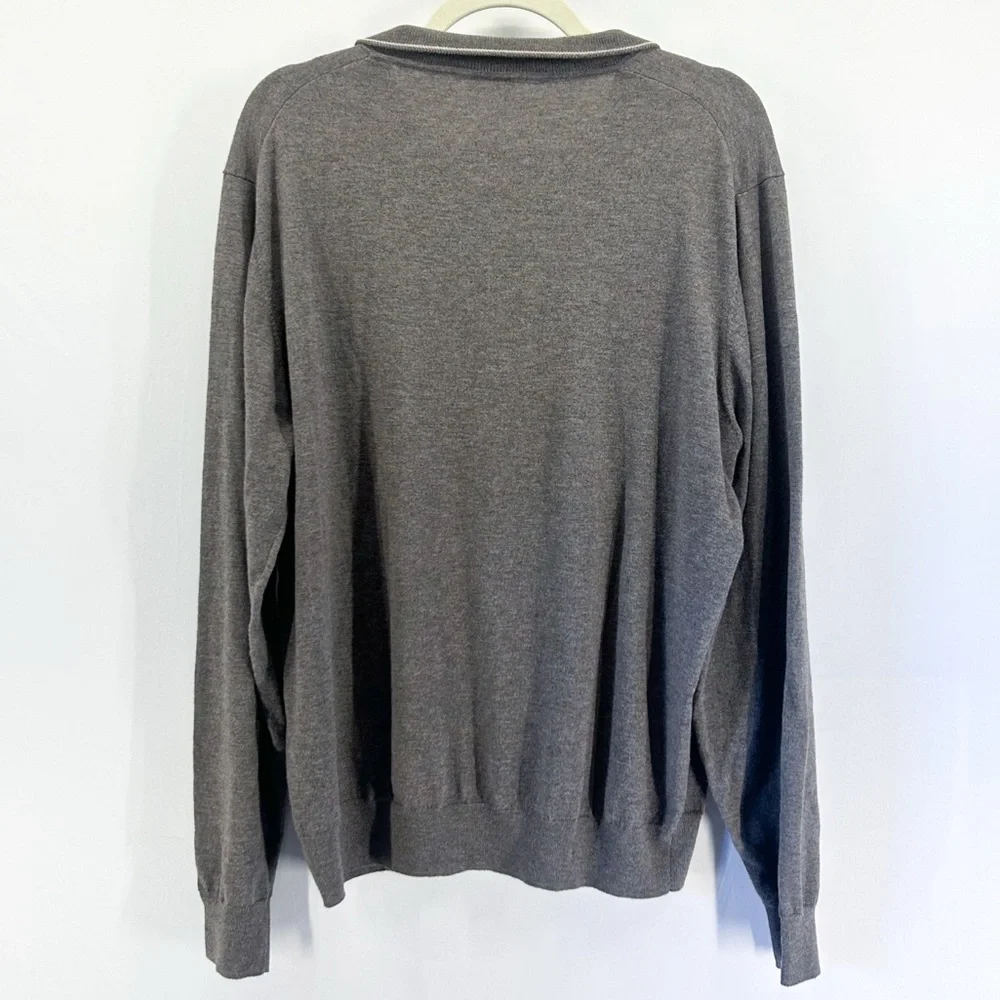 Faherty Men’s Reserve Brown Quarter Zip Sweater Cotton Coolmax X-Large